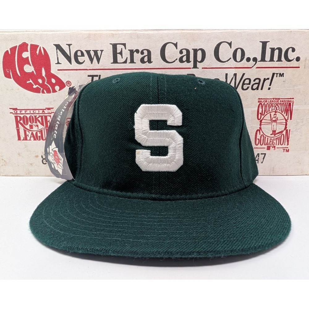 VINTAGE Michigan State Spartans Hat Cap Fitted 7 1/4" NCAA Football New Era 90s